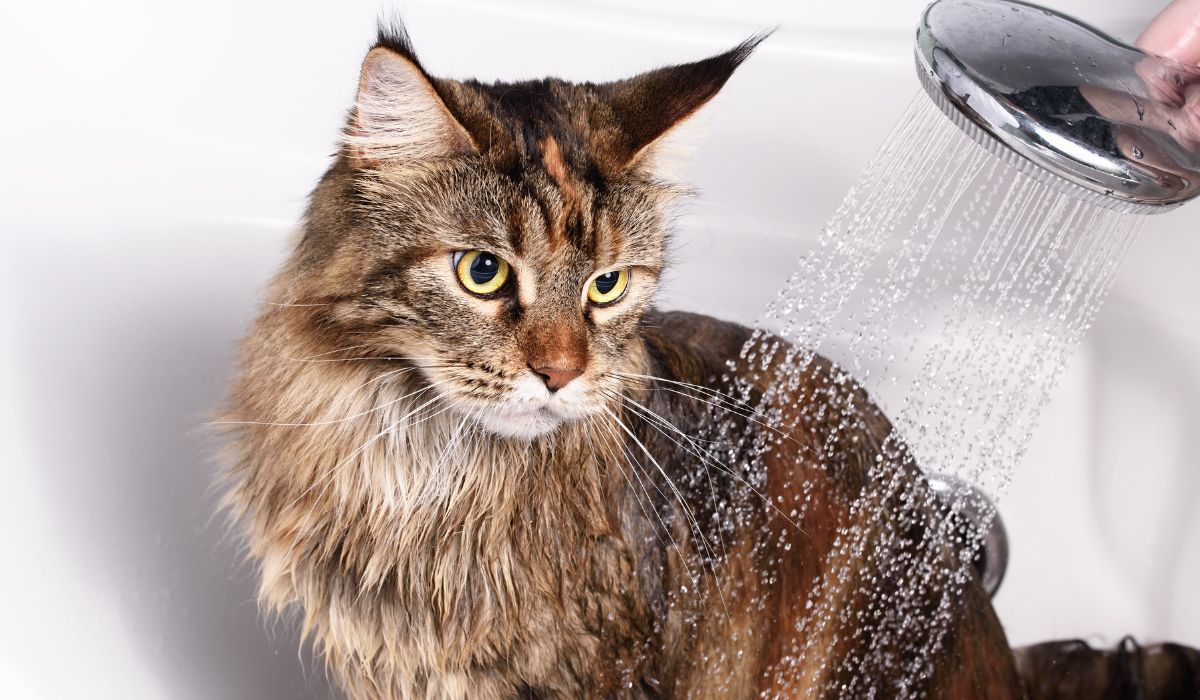 La douche d'un chat